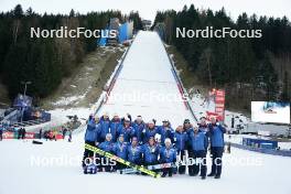 26.01.2024, Bad Mitterndorf, Germany (GER): Manuel Fettner (AUT), Jan Hoerl (AUT), Stefan Kraft (AUT), Michael Hayboeck (AUT), (l-r) - FIS world championships ski flying men, medals, Bad Mitterndorf (GER). www.nordicfocus.com. © Thibaut/NordicFocus. Every downloaded picture is fee-liable.