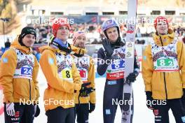28.01.2024, Bad Mitterndorf, Germany (GER): Stephan Leyhe (GER), Pius Paschke (GER), Andreas Wellinger (GER), Karl Geiger (GER), (l-r)  - FIS world championships ski flying men, team HS235, Bad Mitterndorf (GER). www.nordicfocus.com. © Thibaut/NordicFocus. Every downloaded picture is fee-liable.