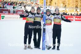 28.01.2024, Bad Mitterndorf, Germany (GER): Domen Prevc (SLO), Peter Prevc (SLO), Timi Zajc (SLO), Lovro Kos (SLO), (l-r)  - FIS world championships ski flying men, team HS235, Bad Mitterndorf (GER). www.nordicfocus.com. © Thibaut/NordicFocus. Every downloaded picture is fee-liable.