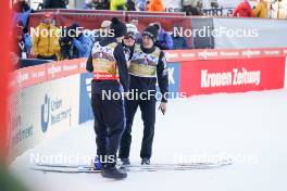 28.01.2024, Bad Mitterndorf, Germany (GER): Domen Prevc (SLO), Peter Prevc (SLO), (l-r)  - FIS world championships ski flying men, team HS235, Bad Mitterndorf (GER). www.nordicfocus.com. © Thibaut/NordicFocus. Every downloaded picture is fee-liable.