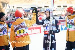 28.01.2024, Bad Mitterndorf, Germany (GER): Stephan Leyhe (GER), Andreas Wellinger (GER), Karl Geiger (GER), (l-r)  - FIS world championships ski flying men, team HS235, Bad Mitterndorf (GER). www.nordicfocus.com. © Thibaut/NordicFocus. Every downloaded picture is fee-liable.