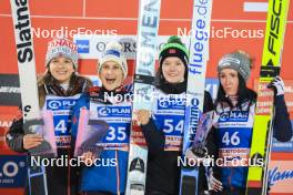 01.01.2024, Oberstdorf, Germany (GER): Abigail Strate (CAN), Eva Pinkelnig (AUT), Eirin Maria Kvandal (NOR), Jacqueline Seifriedsberger (AUT), (l-r) - FIS world cup ski jumping women, individual HS137, Oberstdorf (GER). www.nordicfocus.com. © Manzoni/NordicFocus. Every downloaded picture is fee-liable
