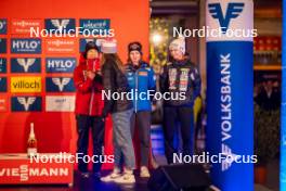 03.01.2024, Villach, Austria (AUT): Yuki Ito (JPN), Abigail Strate (CAN), Julia Muehlbacher (AUT), Nika Kriznar (SLO), (l-r)  - FIS world cup ski jumping women, individual HS98, Villach (AUT). www.nordicfocus.com. © Barbieri/NordicFocus. Every downloaded picture is fee-liable.