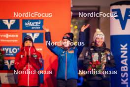 03.01.2024, Villach, Austria (AUT): Yuki Ito (JPN), Julia Muehlbacher (AUT), Nika Kriznar (SLO), (l-r)  - FIS world cup ski jumping women, individual HS98, Villach (AUT). www.nordicfocus.com. © Barbieri/NordicFocus. Every downloaded picture is fee-liable.