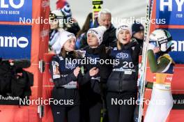 13.03.2024, Trondheim, Norway (NOR): Katra Komar (SLO), Ema Klinec (SLO), Taja Bodlaj (SLO), (l-r)  - FIS world cup ski jumping women, individual HS140, Trondheim (NOR). www.nordicfocus.com. © Thibaut/NordicFocus. Every downloaded picture is fee-liable.