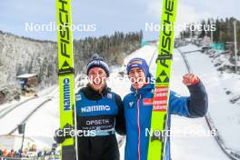17.03.2024, Vikersund, Norway (NOR): Silje Opseth (NOR),Stefan Kraft (AUT), (l-r)  - FIS world cup ski flying women, individual HS240, Vikersund (NOR). www.nordicfocus.com. © Authamayou/NordicFocus. Every downloaded picture is fee-liable.
