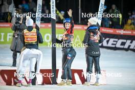 21.03.2024, Planica, Slovenia (SLO): Nika Prevc (SLO), Eva Pinkelnig (AUT), Alexandria Loutitt (CAN), (l-r) - FIS world cup ski flying women, individual HS102, Planica (SLO). www.nordicfocus.com. © Reichert/NordicFocus. Every downloaded picture is fee-liable.