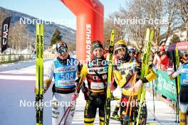 13.01.2024, Sexten, Italy (ITA): Kati Roivas (FIN), Ida Dahl (SWE), Emilie Fleten (NOR), (l-r)  - Ski Classics 3 Zinnen Ski Marathon - Sexten (ITA). www.nordicfocus.com. © Vanzetta/NordicFocus. Every downloaded picture is fee-liable.