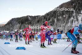 13.01.2024, Sexten, Italy (ITA): Olli Olli (FIN), Filip Rosj (SWE), Francesco Ferrari (ITA), Lorenzo Busin (ITA), (l-r)  - Ski Classics 3 Zinnen Ski Marathon - Sexten (ITA). www.nordicfocus.com. © Vanzetta/NordicFocus. Every downloaded picture is fee-liable.