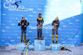 13.01.2024, Sexten, Italy (ITA): Kati Roivas (FIN), Ida Dahl (SWE), Emilie Fleten (NOR), (l-r) - Ski Classics 3 Zinnen Ski Marathon - Sexten (ITA). www.nordicfocus.com. © Vanzetta/NordicFocus. Every downloaded picture is fee-liable.