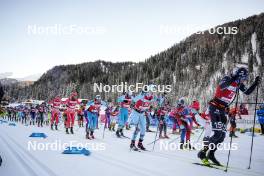 13.01.2024, Sexten, Italy (ITA): Filip Rosj (SWE), Francesco Ferrari (ITA), Lorenzo Busin (ITA), Fabian Stocek (CZE), Patrick Fossum Kristoffersen (NOR), Eddie Edstroem (SWE), (l-r)  - Ski Classics 3 Zinnen Ski Marathon - Sexten (ITA). www.nordicfocus.com. © Vanzetta/NordicFocus. Every downloaded picture is fee-liable.