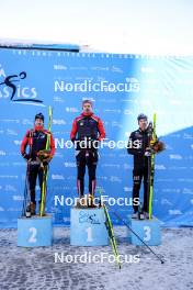 13.01.2024, Sexten, Italy (ITA): Kasper Stadaas (NOR), Andreas Nygaard (NOR), Emil Persson (SWE), (l-r)  - Ski Classics 3 Zinnen Ski Marathon - Sexten (ITA). www.nordicfocus.com. © Vanzetta/NordicFocus. Every downloaded picture is fee-liable.