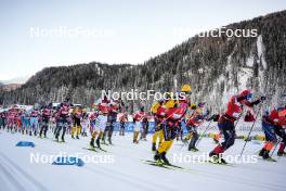 13.01.2024, Sexten, Italy (ITA): Patrick Fossum Kristoffersen (NOR), Nils Dahlsten (SWE), Thomas Oedegaarden (NOR), Johannes Ekloef (SWE), Johan Hoel (NOR), (l-r)  - Ski Classics 3 Zinnen Ski Marathon - Sexten (ITA). www.nordicfocus.com. © Vanzetta/NordicFocus. Every downloaded picture is fee-liable.