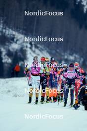 28.01.2024, Trentino, Italy (ITA): Magni Smedaas (NOR), Heli Heiskanen (FIN), Carolina Hedenstroem (SWE), (l-r) - Ski Classics Marcialonga, Trentino (ITA). www.nordicfocus.com. © Vanzetta/NordicFocus. Every downloaded picture is fee-liable.