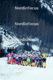 28.01.2024, Trentino, Italy (ITA): Magnus Vesterheim (NOR), Herman Paus (NOR), Amund Riege (NOR), Thomas Bing (GER), Johannes Ekloef (SWE), Emil Persson (SWE), Amund Hoel (NOR), (l-r) - Ski Classics Marcialonga, Trentino (ITA). www.nordicfocus.com. © Vanzetta/NordicFocus. Every downloaded picture is fee-liable.