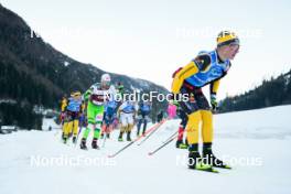 28.01.2024, Trentino, Italy (ITA): Amund Riege (NOR), Thomas Bing (GER), Thomas Oedegaarden (NOR), Johannes Ekloef (SWE), (l-r) - Ski Classics Marcialonga, Trentino (ITA). www.nordicfocus.com. © Vanzetta/NordicFocus. Every downloaded picture is fee-liable.
