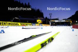 28.01.2024, Trentino, Italy (ITA): Event Feature: Overview over the start area with Fischer skis on the snow - Ski Classics Marcialonga, Trentino (ITA). www.nordicfocus.com. © Vanzetta/NordicFocus. Every downloaded picture is fee-liable.