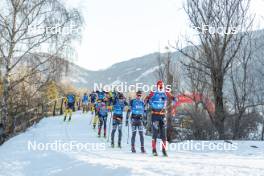 28.01.2024, Trentino, Italy (ITA): Alfred Buskqvist (SWE), Karstein Johaug (NOR), Amund Riege (NOR), Emil Persson (SWE), Alvar Myhlback (SWE), Johan Hoel (NOR), (l-r)  - Ski Classics Marcialonga, Trentino (ITA). www.nordicfocus.com. © Vanzetta/NordicFocus. Every downloaded picture is fee-liable.