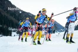 28.01.2024, Trentino, Italy (ITA): Herman Paus (NOR), Amund Riege (NOR), Thomas Oedegaarden (NOR), (l-r) - Ski Classics Marcialonga, Trentino (ITA). www.nordicfocus.com. © Vanzetta/NordicFocus. Every downloaded picture is fee-liable.