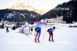 28.01.2024, Trentino, Italy (ITA): Joar Thele (NOR), Petter Northug Jr (NOR), Klas Nilsson (SWE), (l-r) - Ski Classics Marcialonga, Trentino (ITA). www.nordicfocus.com. © Vanzetta/NordicFocus. Every downloaded picture is fee-liable.