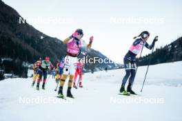 28.01.2024, Trentino, Italy (ITA): Anniken Gjerde Alnes (NOR), Magni Smedaas (NOR), Heli Heiskanen (FIN), Carolina Hedenstroem (SWE), (l-r) - Ski Classics Marcialonga, Trentino (ITA). www.nordicfocus.com. © Vanzetta/NordicFocus. Every downloaded picture is fee-liable.