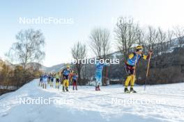 28.01.2024, Trentino, Italy (ITA): Alfred Buskqvist (SWE), Fabian Stocek (CZE), Amund Riege (NOR), (l-r)  - Ski Classics Marcialonga, Trentino (ITA). www.nordicfocus.com. © Vanzetta/NordicFocus. Every downloaded picture is fee-liable.