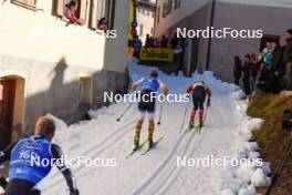 28.01.2024, Trentino, Italy (ITA): Alvar Myhlback (SWE), Kasper Stadaas (NOR), Morten Eide Pedersen (NOR), (l-r) - Ski Classics Marcialonga, Trentino (ITA). www.nordicfocus.com. © Vanzetta/NordicFocus. Every downloaded picture is fee-liable.