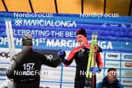 28.01.2024, Trentino, Italy (ITA): Emil Persson (SWE), Johan Hoel (NOR), (l-r) - Ski Classics Marcialonga, Trentino (ITA). www.nordicfocus.com. © Vanzetta/NordicFocus. Every downloaded picture is fee-liable.