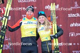 03.03.2024, Saelen-Mora, Sweden (SWE): Kasper Stadaas (NOR), Emilie Fleten (NOR), (l-r) - Ski Classics Vasaloppet, Saelen-Mora (SWE). www.nordicfocus.com. © Reichert/NordicFocus. Every downloaded picture is fee-liable.