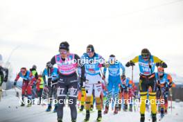 07.04.2024, Bardufoss-Finnsnes, Norway (NOR): Karolina Hedenstroem (SWE), Magni Smedaas (NOR), Hanna Lodin (SWE), (l-r) - Ski Classics Summit 2 Senja, Bardufoss-Finnsnes (NOR). www.nordicfocus.com. © Reichert/NordicFocus. Every downloaded picture is fee-liable.