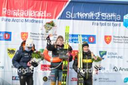 07.04.2024, Bardufoss-Finnsnes, Norway (NOR): Astrid Oeyre Slind (NOR), Magni Smedaas (NOR), Emilie Fleten (NOR), (l-r) - Ski Classics Summit 2 Senja, Bardufoss-Finnsnes (NOR). www.nordicfocus.com. © Reichert/NordicFocus. Every downloaded picture is fee-liable.