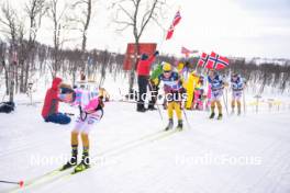 07.04.2024, Bardufoss-Finnsnes, Norway (NOR): Thomas Oedegaarden (NOR), Amund Riege (NOR), Axel Jutterstroem (SWE), Eirik Sverdrup Augdal (NOR), (l-r) - Ski Classics Summit 2 Senja, Bardufoss-Finnsnes (NOR). www.nordicfocus.com. © Reichert/NordicFocus. Every downloaded picture is fee-liable.