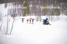 07.04.2024, Bardufoss-Finnsnes, Norway (NOR): Magnus Vesterheim (NOR), Amund Riege (NOR), Johan Hoel (NOR), Max Novak (SWE), (l-r) - Ski Classics Summit 2 Senja, Bardufoss-Finnsnes (NOR). www.nordicfocus.com. © Reichert/NordicFocus. Every downloaded picture is fee-liable.