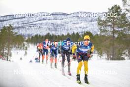 07.04.2024, Bardufoss-Finnsnes, Norway (NOR): Petter Stakston (NOR), Max Novak (SWE), Magnus Vesterheim (NOR), Amund Riege (NOR), (l-r) - Ski Classics Summit 2 Senja, Bardufoss-Finnsnes (NOR). www.nordicfocus.com. © Reichert/NordicFocus. Every downloaded picture is fee-liable.