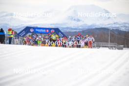 07.04.2024, Bardufoss-Finnsnes, Norway (NOR): Thomas Bing (GER), Amund Hoel (NOR), Johan Hoel (NOR), Thomas Oedegaarden (NOR), Stanislav Rezac (CZE), (l-r) - Ski Classics Summit 2 Senja, Bardufoss-Finnsnes (NOR). www.nordicfocus.com. © Reichert/NordicFocus. Every downloaded picture is fee-liable.