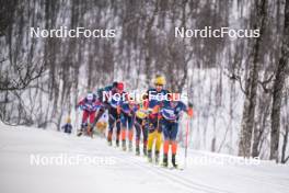07.04.2024, Bardufoss-Finnsnes, Norway (NOR): Max Novak (SWE), Johan Hoel (NOR), Amund Riege (NOR), Petter Stakston (NOR), (l-r) - Ski Classics Summit 2 Senja, Bardufoss-Finnsnes (NOR). www.nordicfocus.com. © Reichert/NordicFocus. Every downloaded picture is fee-liable.