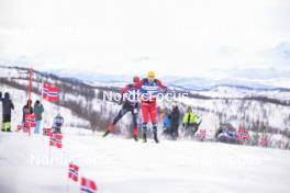 07.04.2024, Bardufoss-Finnsnes, Norway (NOR): Andreas Nygaard (NOR), Erik Valnes (NOR), (l-r) - Ski Classics Summit 2 Senja, Bardufoss-Finnsnes (NOR). www.nordicfocus.com. © Reichert/NordicFocus. Every downloaded picture is fee-liable.