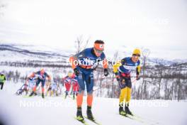 07.04.2024, Bardufoss-Finnsnes, Norway (NOR): Max Novak (SWE), Amund Riege (NOR), (l-r) - Ski Classics Summit 2 Senja, Bardufoss-Finnsnes (NOR). www.nordicfocus.com. © Reichert/NordicFocus. Every downloaded picture is fee-liable.
