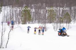 07.04.2024, Bardufoss-Finnsnes, Norway (NOR): Magnus Vesterheim (NOR), Amund Riege (NOR), Johan Hoel (NOR), Max Novak (SWE), (l-r) - Ski Classics Summit 2 Senja, Bardufoss-Finnsnes (NOR). www.nordicfocus.com. © Reichert/NordicFocus. Every downloaded picture is fee-liable.
