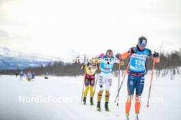 07.04.2024, Bardufoss-Finnsnes, Norway (NOR): Emilie Fleten (NOR), Magni Smedaas (NOR), Astrid Oeyre Slind (NOR), (l-r) - Ski Classics Summit 2 Senja, Bardufoss-Finnsnes (NOR). www.nordicfocus.com. © Reichert/NordicFocus. Every downloaded picture is fee-liable.