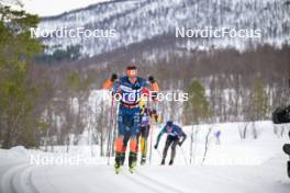 07.04.2024, Bardufoss-Finnsnes, Norway (NOR): Max Novak (SWE), Johan Hoel (NOR), Amund Riege (NOR), (l-r) - Ski Classics Summit 2 Senja, Bardufoss-Finnsnes (NOR). www.nordicfocus.com. © Reichert/NordicFocus. Every downloaded picture is fee-liable.