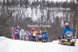 07.04.2024, Bardufoss-Finnsnes, Norway (NOR): Petter Stakston (NOR), Johan Hoel (NOR), Amund Riege (NOR), (l-r) - Ski Classics Summit 2 Senja, Bardufoss-Finnsnes (NOR). www.nordicfocus.com. © Reichert/NordicFocus. Every downloaded picture is fee-liable.