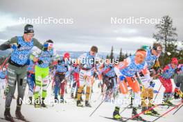 13.04.2024, Hafjell, Norway (NOR): Elias Andersson (SWE), Vaclav Sedlacek (CZE), Matis Leray (FRA), Joel Andersson (SWE), Henning Lie (NOR), (l-r) - Ski Classics Grand Finale Janteloppet - Hafjell (NOR). www.nordicfocus.com. © Reichert/NordicFocus. Every downloaded picture is fee-liable.