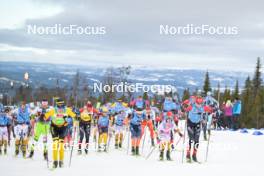 13.04.2024, Hafjell, Norway (NOR): Amund Hoel (NOR), Johan Hoel (NOR), Amund Riege (NOR), Max Novak (SWE), Thomas Odegaarden (NOR), Kasper Stadaas (NOR), (l-r) - Ski Classics Grand Finale Janteloppet - Hafjell (NOR). www.nordicfocus.com. © Reichert/NordicFocus. Every downloaded picture is fee-liable.