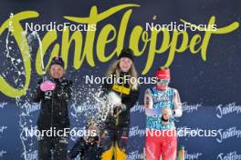13.04.2024, Hafjell, Norway (NOR): Karolina Hedenstroem (SWE), Emilie Fleten (NOR), Nadine Faehndrich (SUI), (l-r) - Ski Classics Grand Finale Janteloppet - Hafjell (NOR). www.nordicfocus.com. © Reichert/NordicFocus. Every downloaded picture is fee-liable.