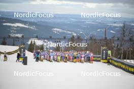 13.04.2024, Hafjell, Norway (NOR): start of the race with Petter Northug Jr (NOR), Amund Riege (NOR), Max Novak (SWE), Thomas Odegaarden (NOR), Stanislav Rezac (CZE), (l-r) - Ski Classics Grand Finale Janteloppet - Hafjell (NOR). www.nordicfocus.com. © Reichert/NordicFocus. Every downloaded picture is fee-liable.